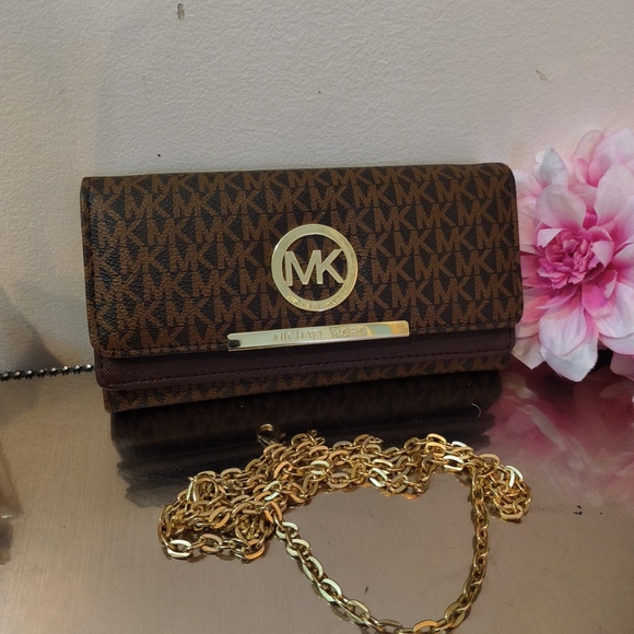 Michael Kors Brown and Gold Women's Crossbody - Picture 1 of 7